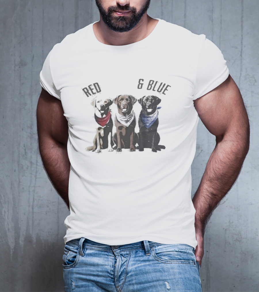 Red White And Blue Dogs Bandana Trio T-Shirt