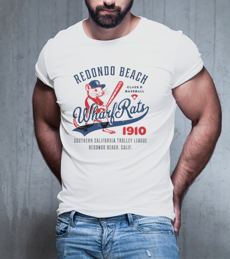 Redondo Beach Wharf Rats 1910 Baseball Mascot Southern California T-Shirt