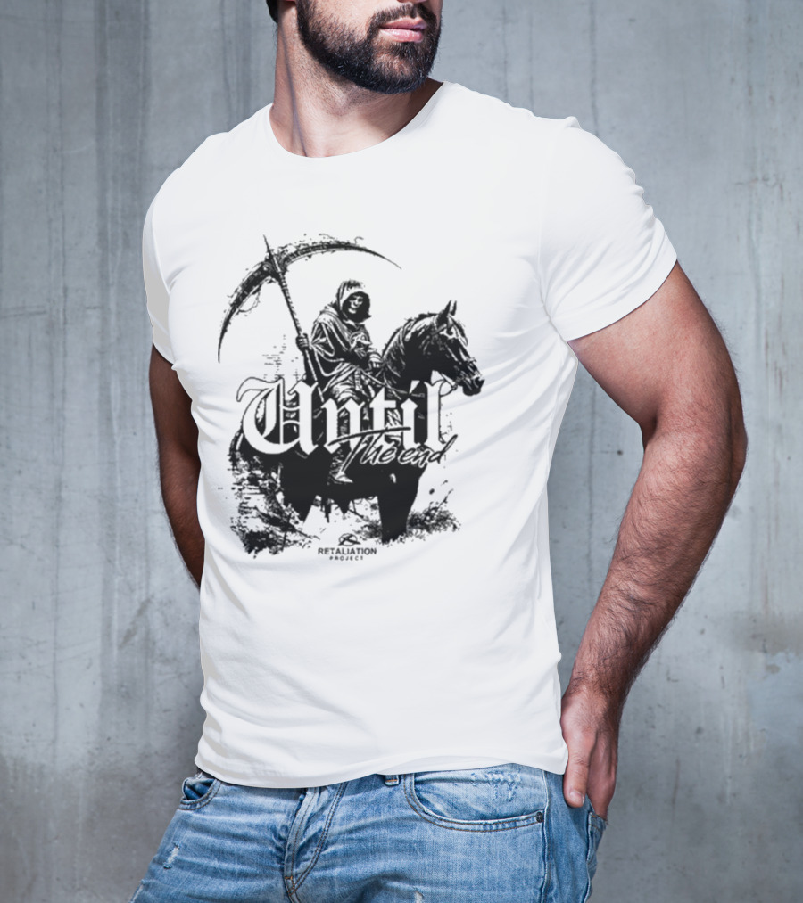 Retaliation Project Until The End Eternal Distressed Skull Design T-Shirt