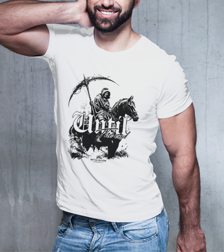 Retaliation Project Until The End Eternal Distressed Skull Design T-Shirt