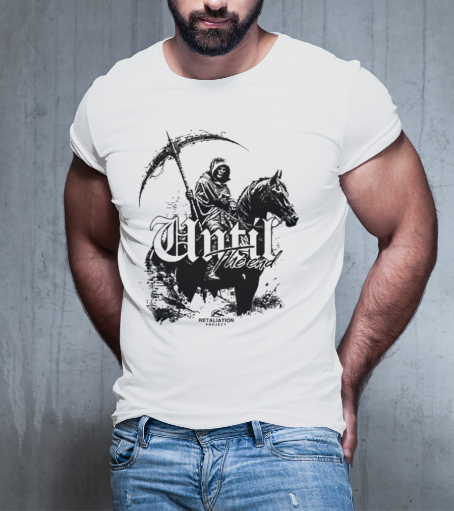 Retaliation Project Until The End Eternal Distressed Skull Design T-Shirt