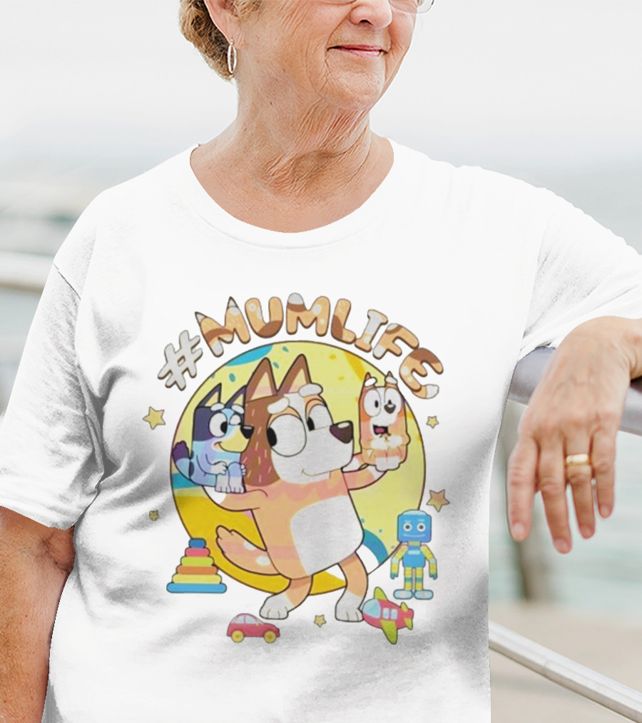 #MumLife Chilli Heeler Retro Bluey Mom Life T-Shirt