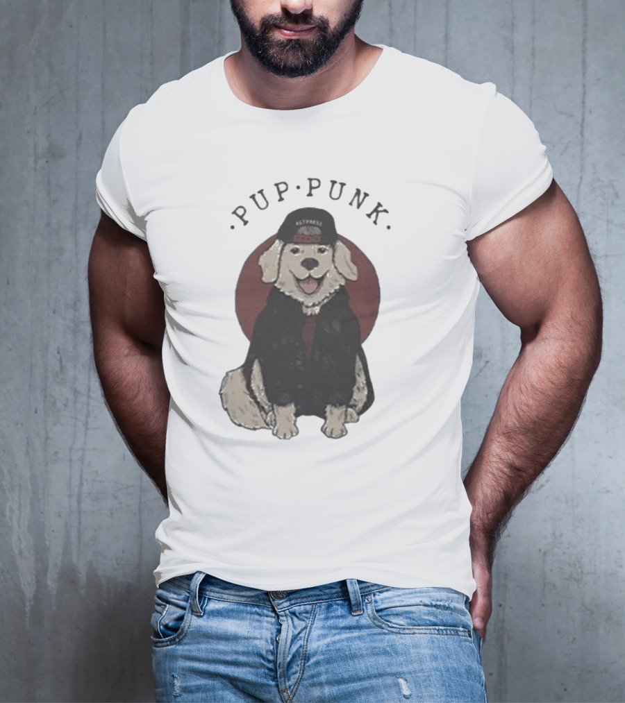 Pup Punk Funny Dog Hat Trick Adorable Canine Style T-Shirt