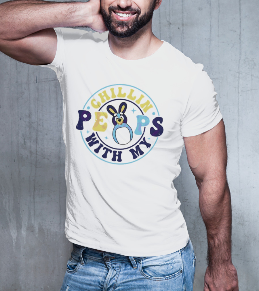 Chillin With My Peeps Bluey Easter Bunny Retro T-Shirt