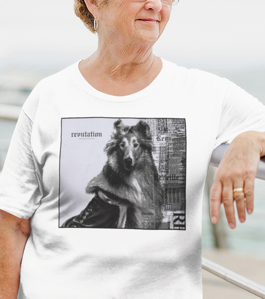 Revutation Reveille Collie Newspaper Style T-Shirt