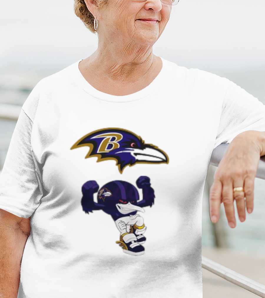 Baltimore Ravens Rush Zone NFL Cartoon Character Ravens Logo 2025 T-Shirt