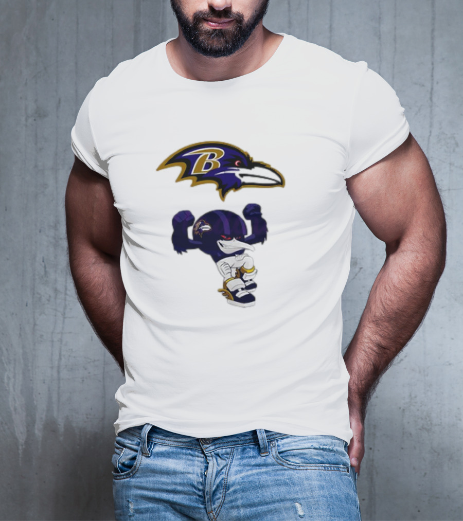 Baltimore Ravens Rush Zone NFL Cartoon Character Ravens Logo 2025 T-Shirt