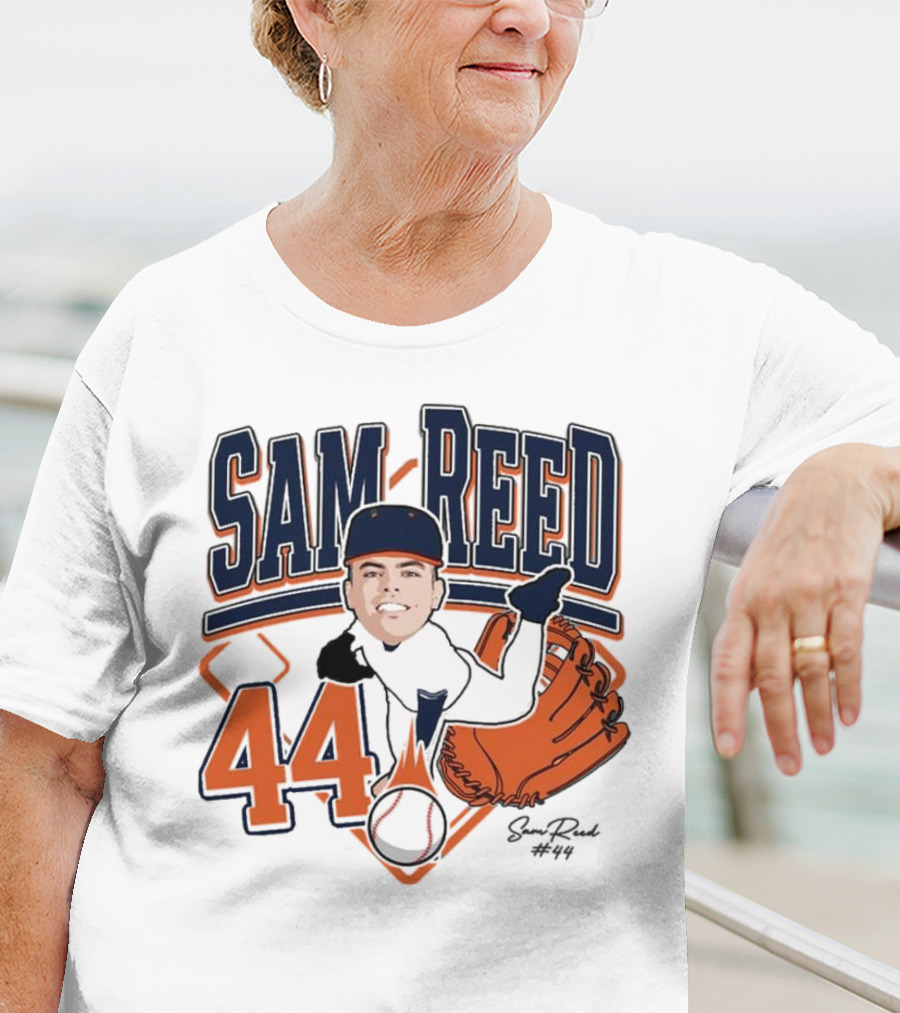 Sam Reed 44 Baseball Glove And Bat Graphic 2025 T-Shirt
