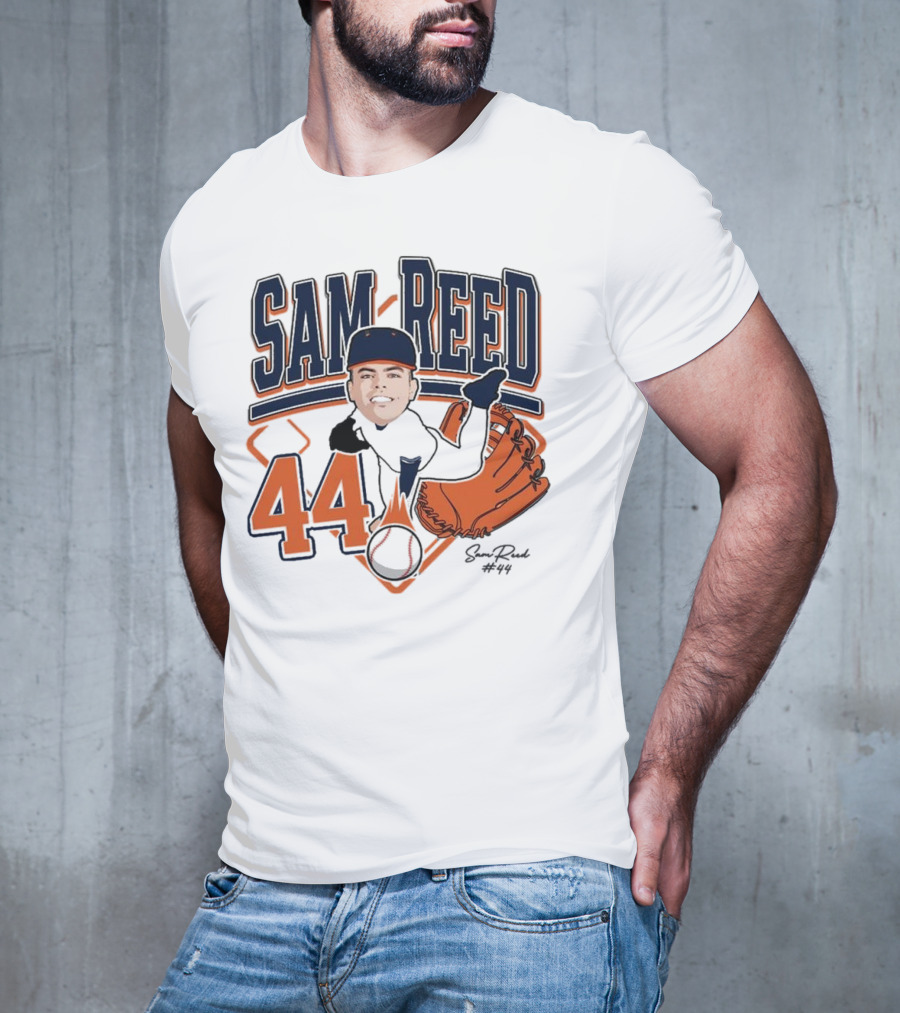 Sam Reed 44 Baseball Glove And Bat Graphic 2025 T-Shirt