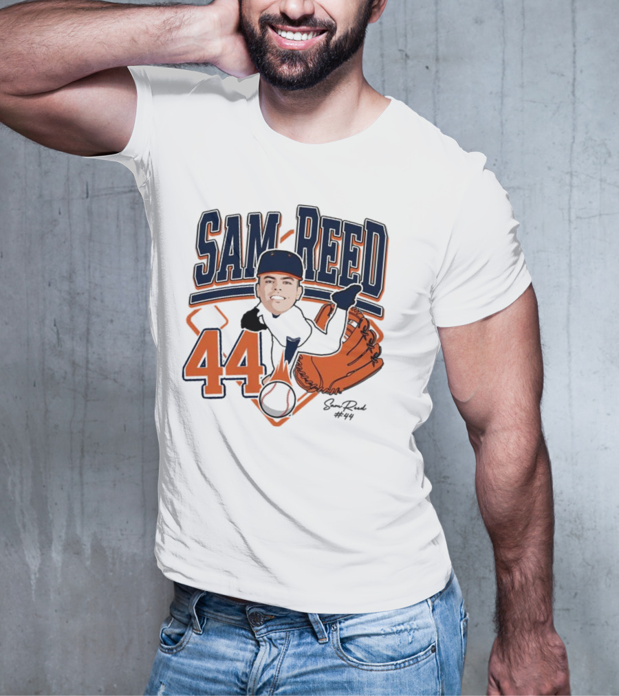 Sam Reed 44 Baseball Glove And Bat Graphic 2025 T-Shirt