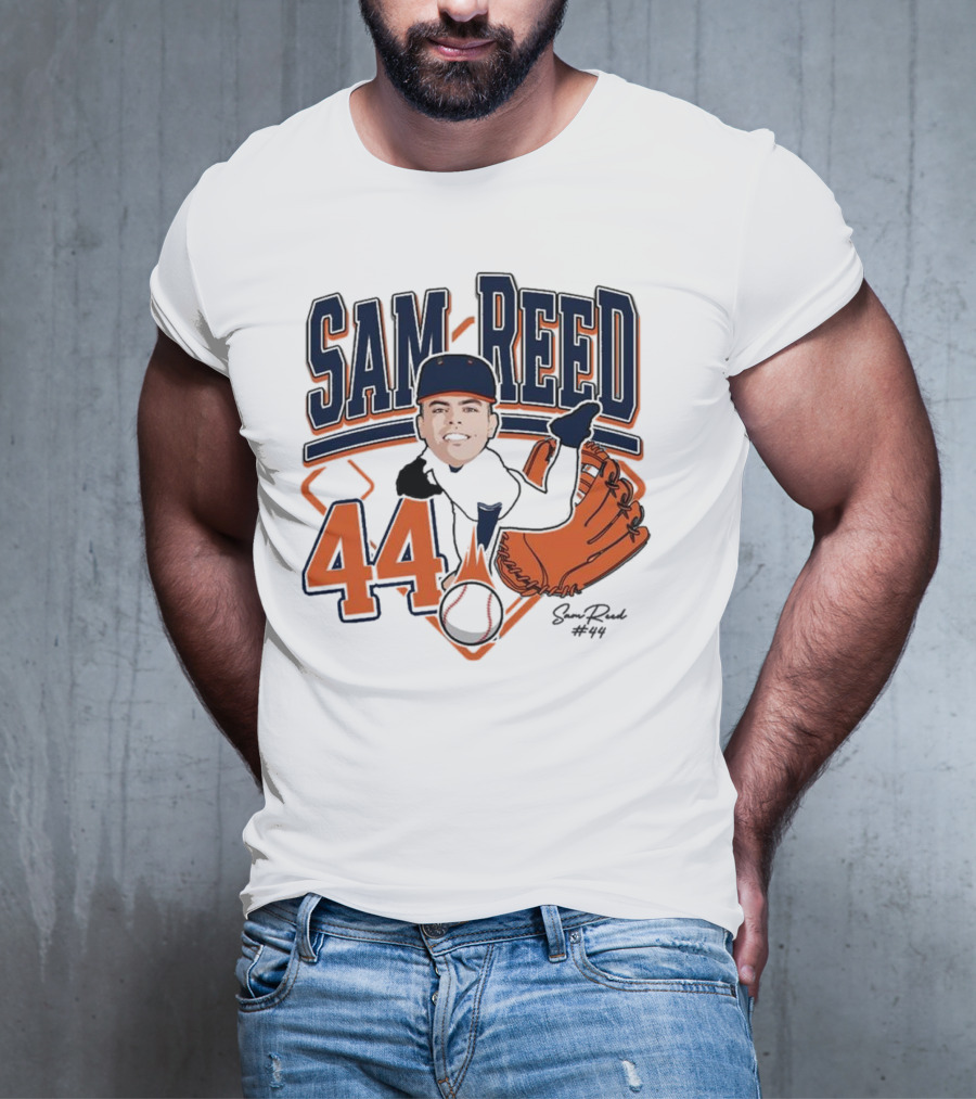 Sam Reed 44 Baseball Glove And Bat Graphic 2025 T-Shirt