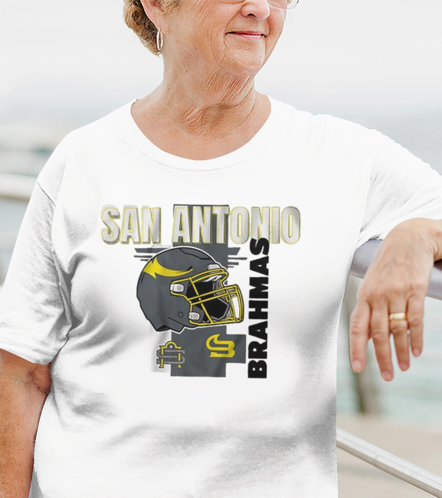 San Antonio Brahmas Football Helmet Pillow Block And SB Logo T-Shirt