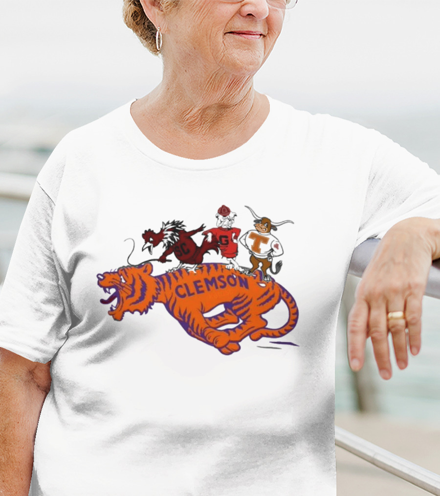 SEC Clemson Tigers South Carolina Gamecocks Georgia Bulldogs Tennessee Vols Mascot T-Shirt