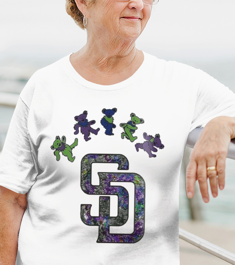 San Diego Padres Grateful Dead Night 2025 Dancing Bears Baseball Event T-Shirt