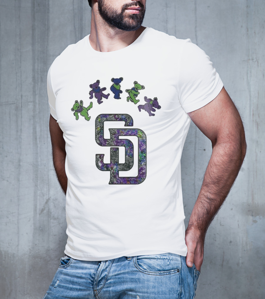 San Diego Padres Grateful Dead Night 2025 Dancing Bears Baseball Event T-Shirt