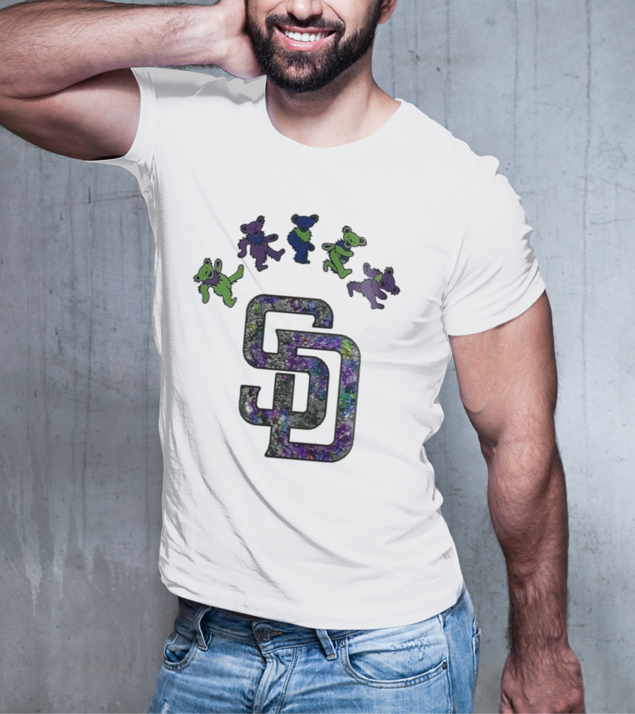 San Diego Padres Grateful Dead Night 2025 Dancing Bears Baseball Event T-Shirt