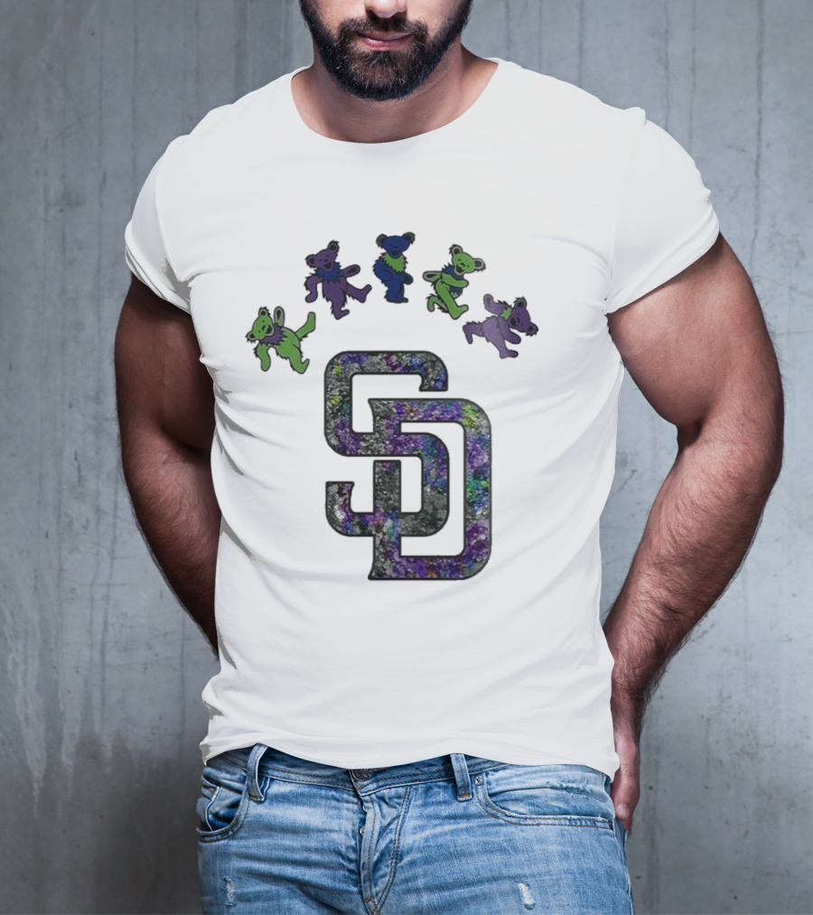 San Diego Padres Grateful Dead Night 2025 Dancing Bears Baseball Event T-Shirt