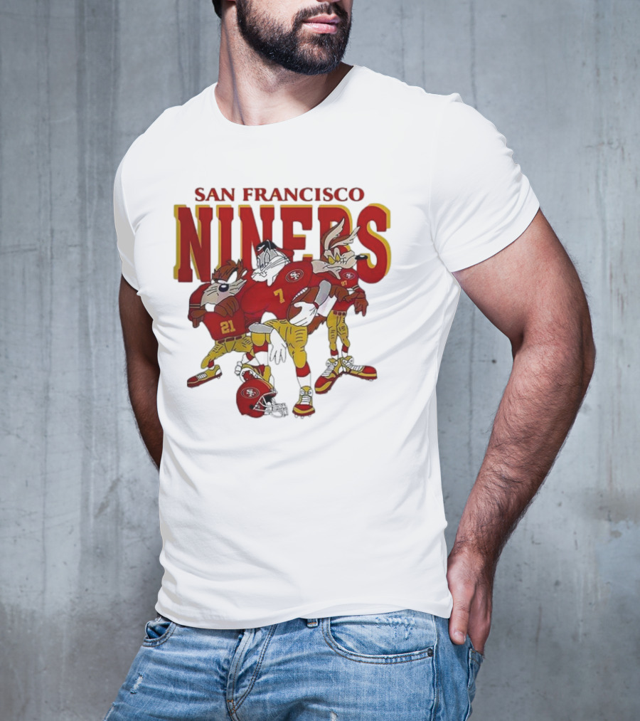 San Francisco 49ers Looney Tunes Cartoon Characters In Team Uniforms T-Shirt