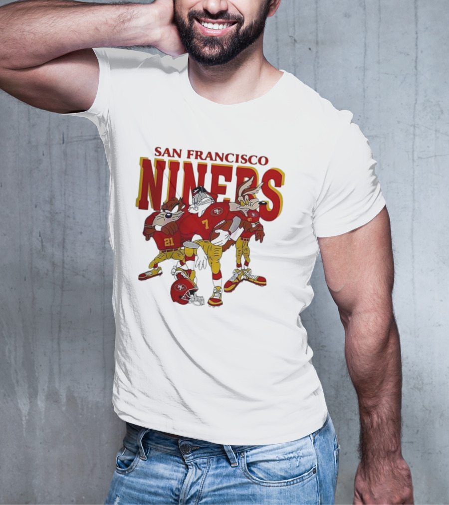 San Francisco 49ers Looney Tunes Cartoon Characters In Team Uniforms T-Shirt