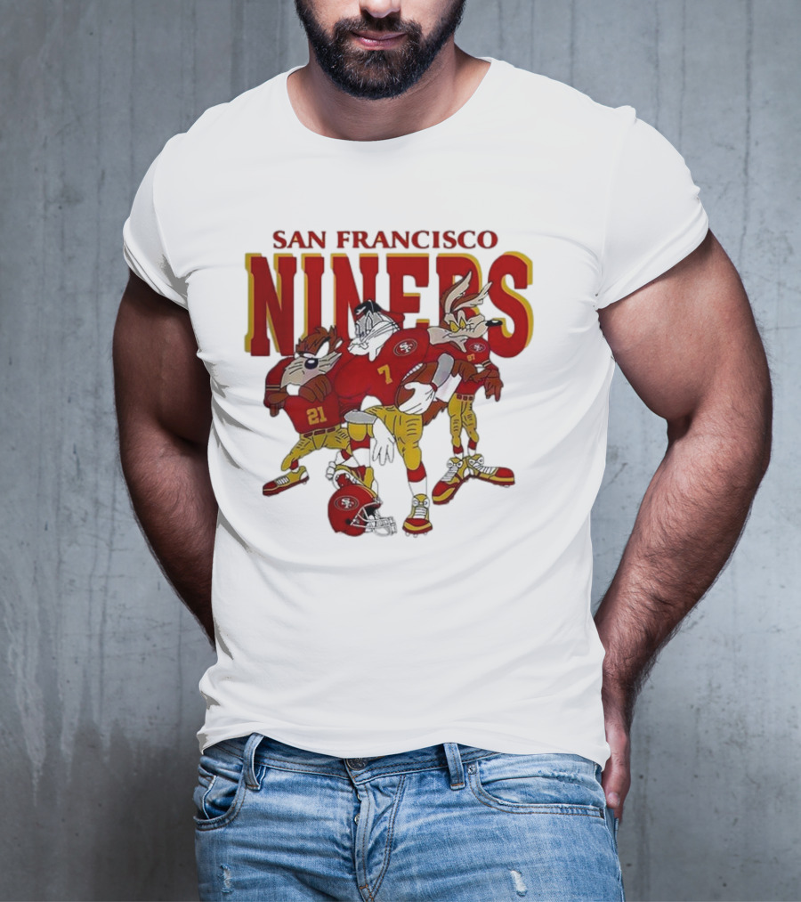 San Francisco 49ers Looney Tunes Cartoon Characters In Team Uniforms T-Shirt