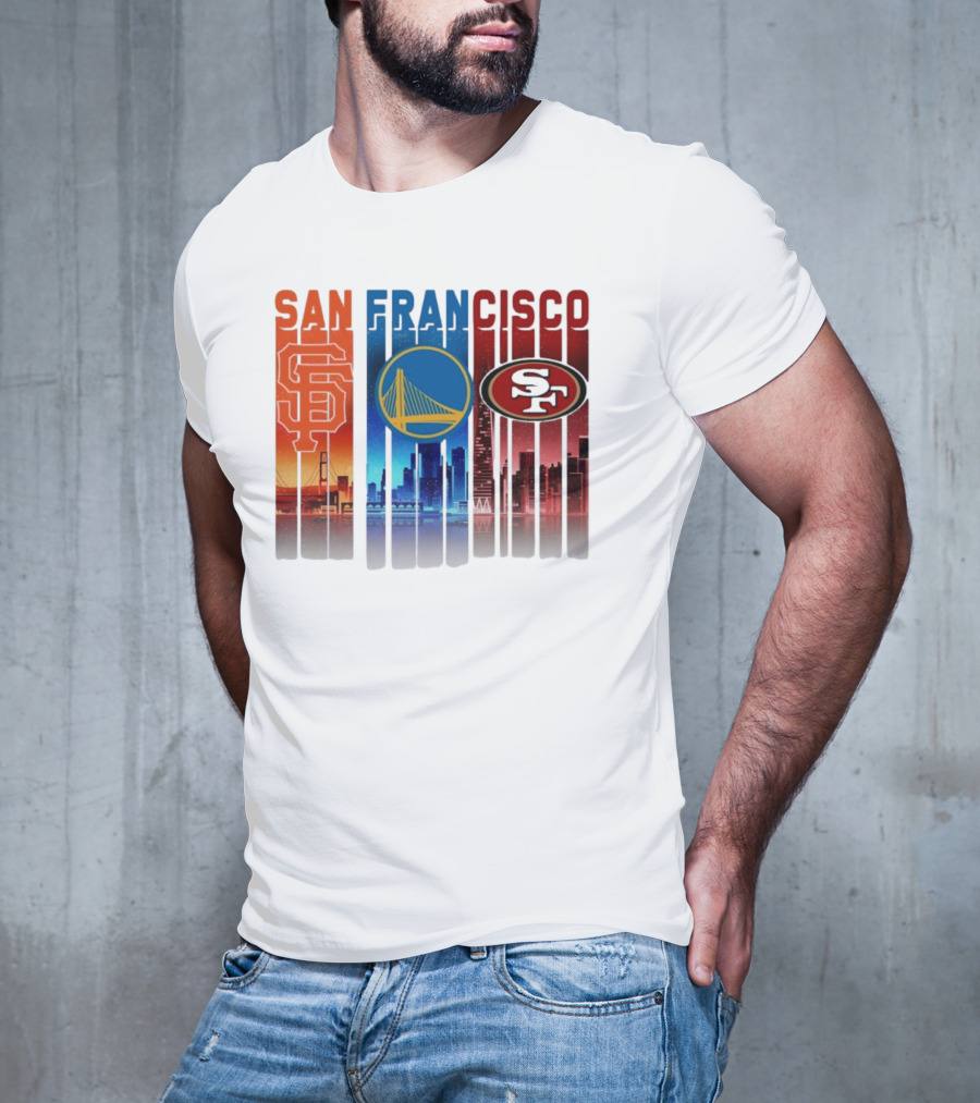 San Francisco Giants Warriors 49ers Cityscape Skyline T-Shirt