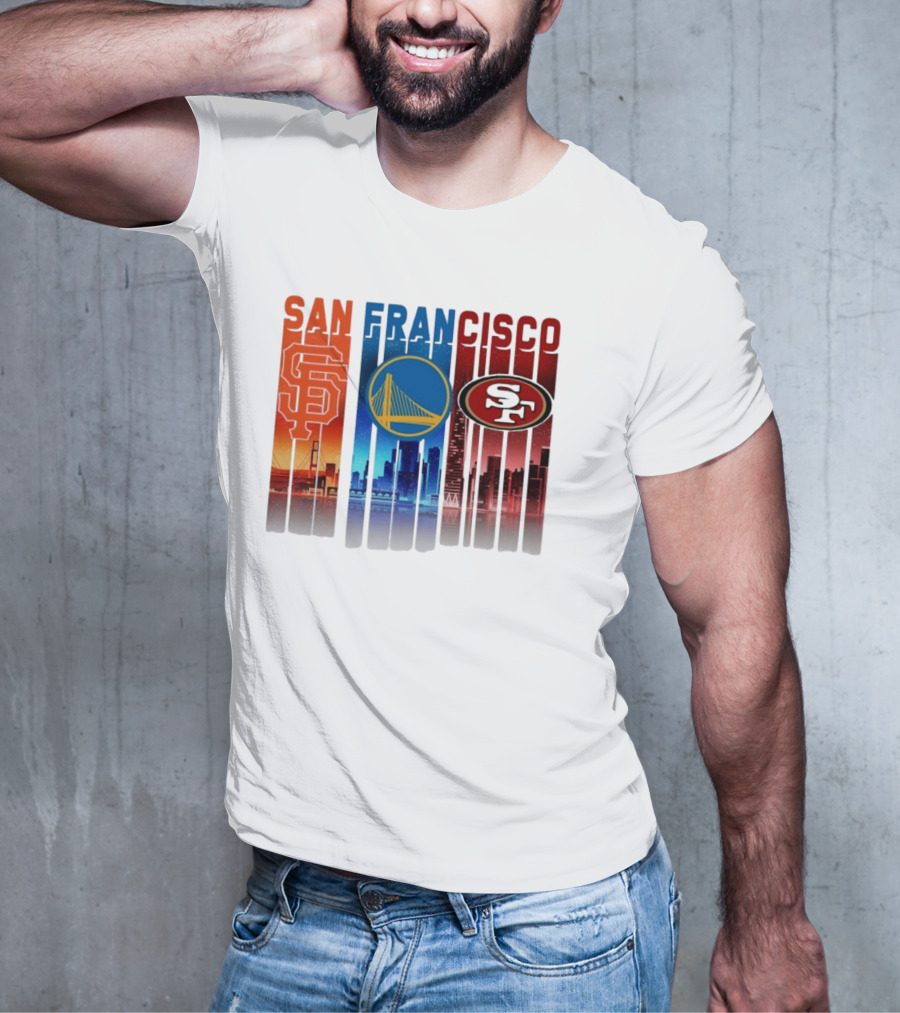 San Francisco Giants Warriors 49ers Cityscape Skyline T-Shirt