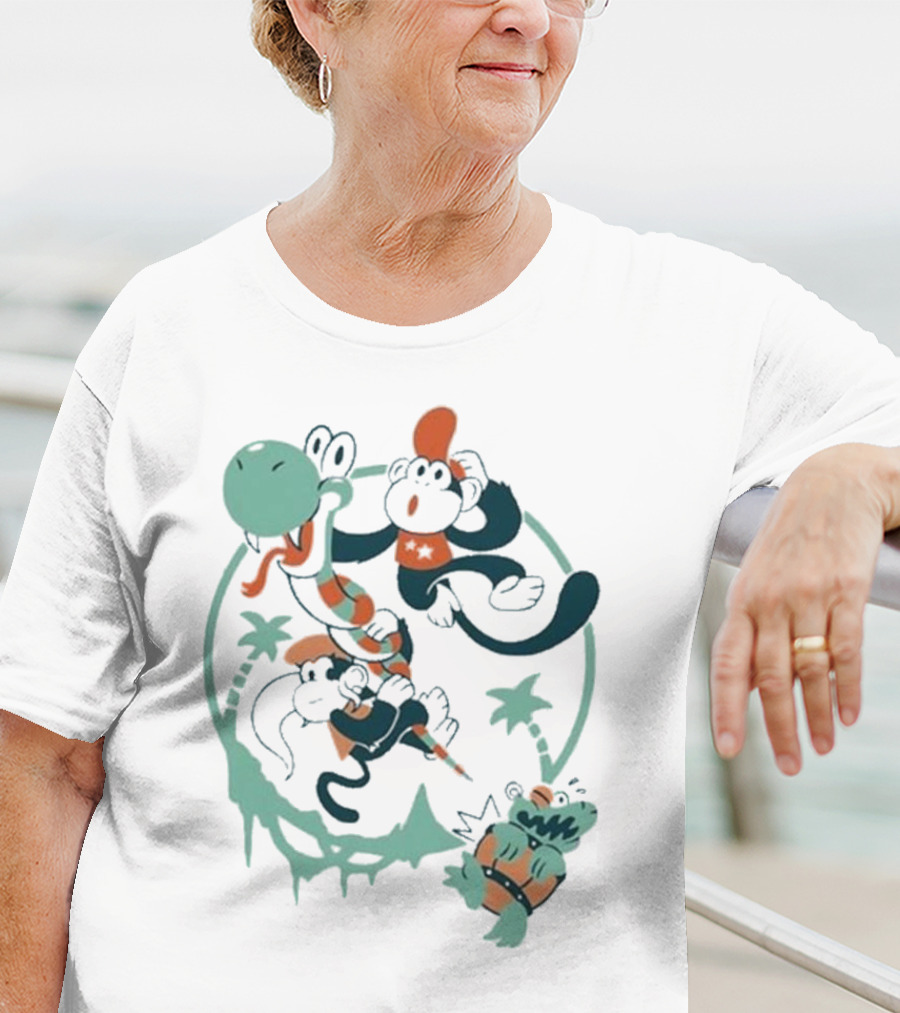 Tropical Adventure With Diddy And Dixie Riding Rattle Snake T-Shirt