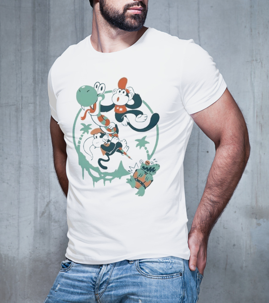 Tropical Adventure With Diddy And Dixie Riding Rattle Snake T-Shirt