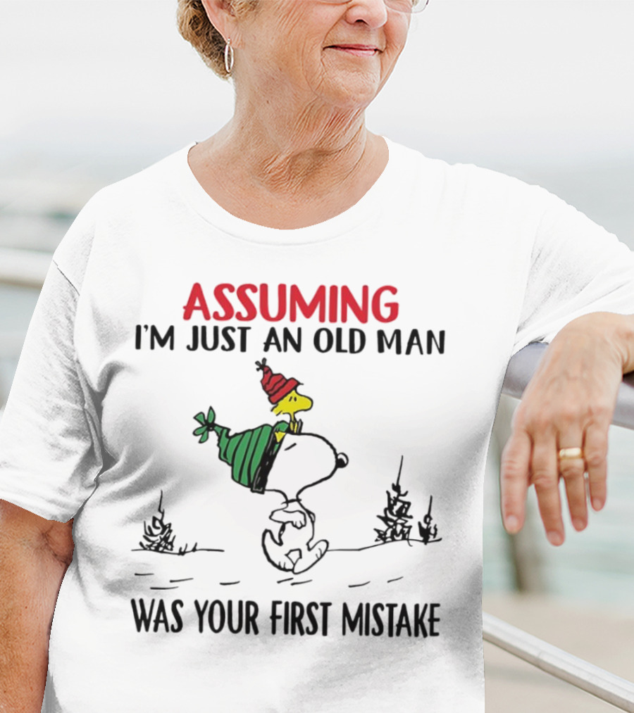 Assuming I'm Just An Old Man Snoopy And Woodstock Christmas Theme T-Shirt