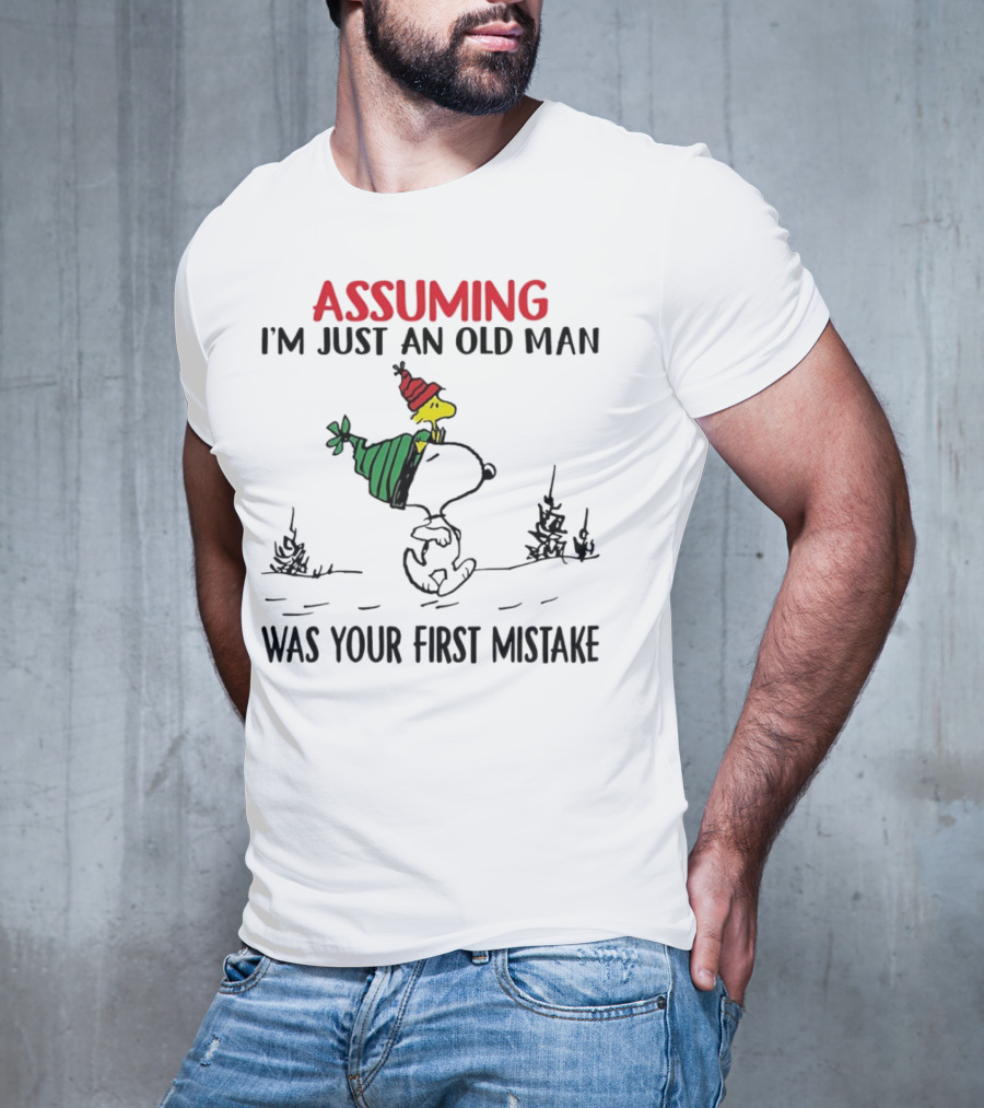 Assuming I'm Just An Old Man Snoopy And Woodstock Christmas Theme T-Shirt