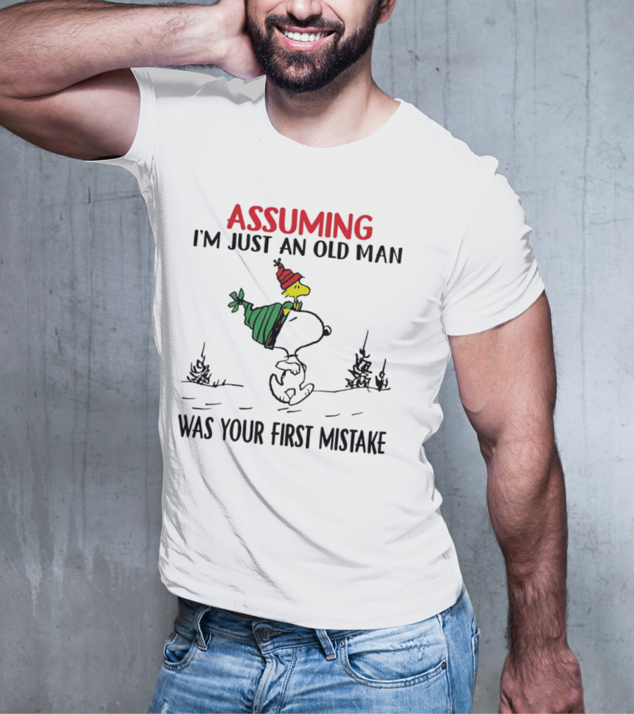 Assuming I'm Just An Old Man Snoopy And Woodstock Christmas Theme T-Shirt