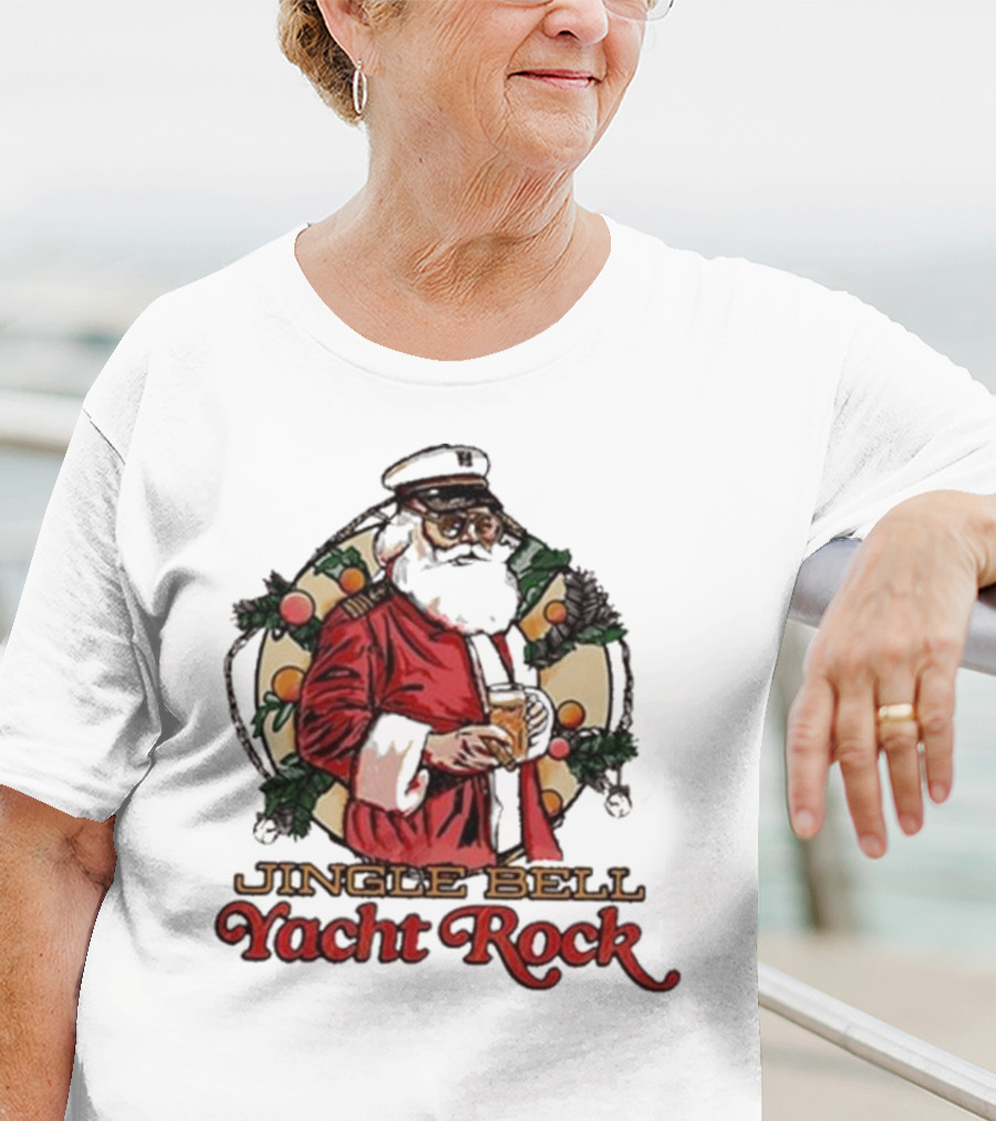 Jingle Bell Yacht Rock Christmas Captain Santa T-Shirt