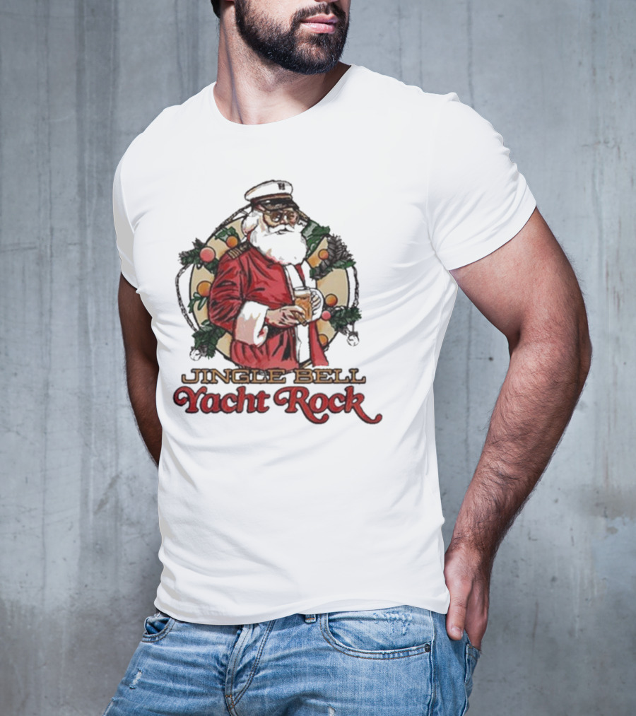 Jingle Bell Yacht Rock Christmas Captain Santa T-Shirt