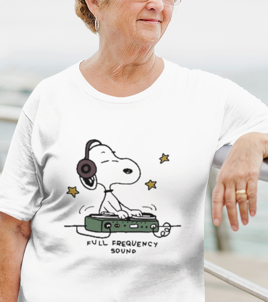 Snoopy Full Frequency Sound With Stars And Audio Equipment T-Shirt