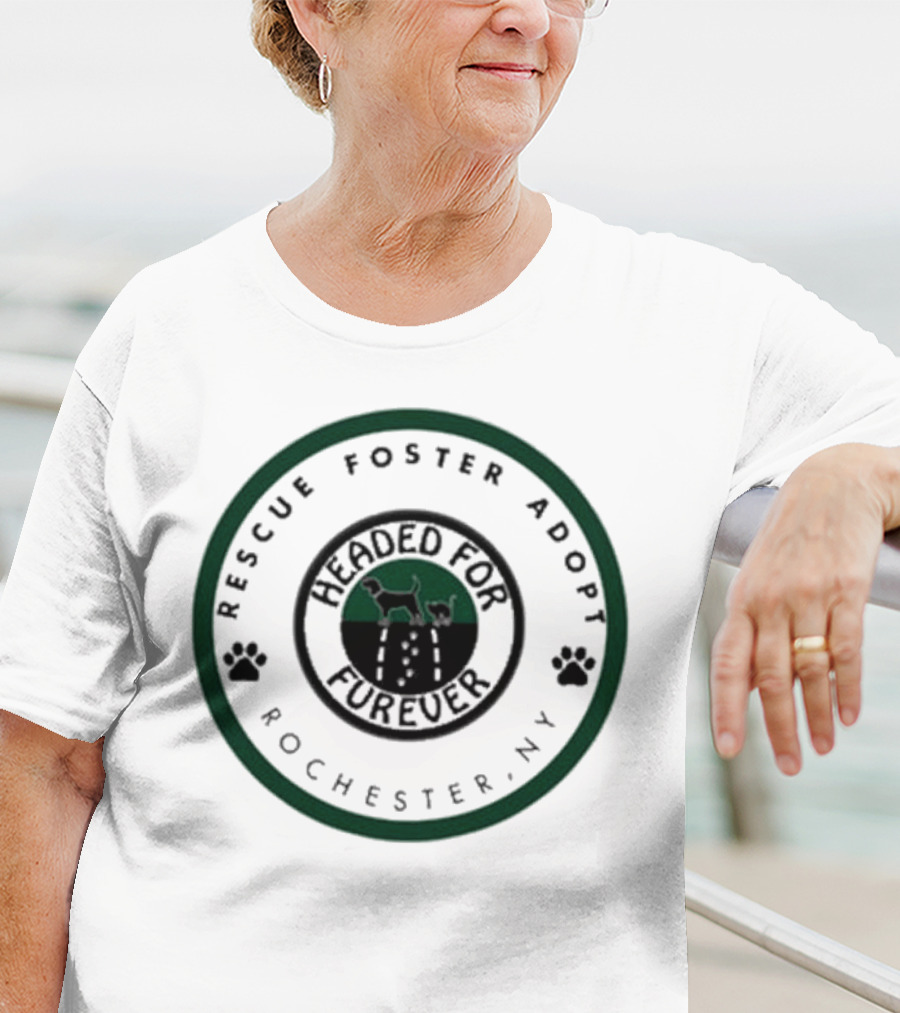 Sarah Carolyn Rescue Foster Adopt Headed For Furever Compassion Cat Paw Halo T-Shirt