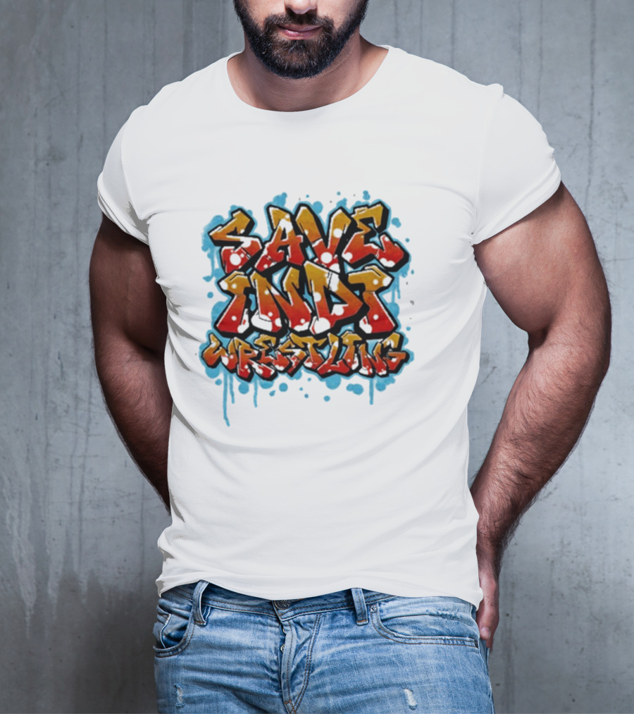 Save Indi Wrestling Graffiti Style Bold Text T-Shirt