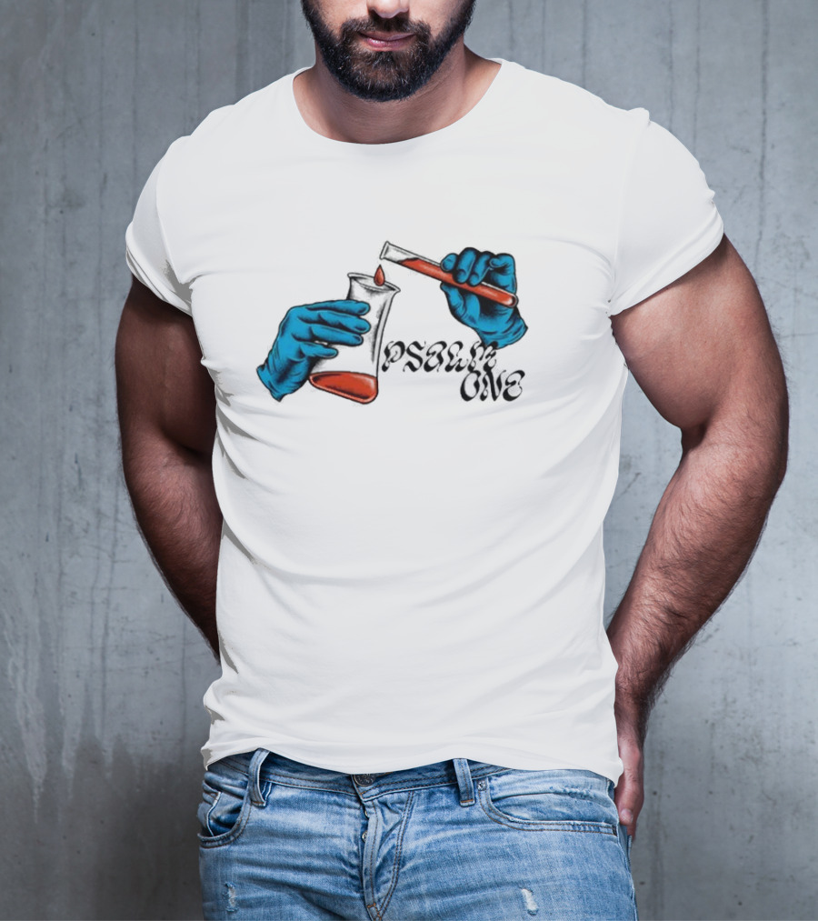 Science Of Psalm Blue Hands With Red Test Tube And Droplet T-Shirt