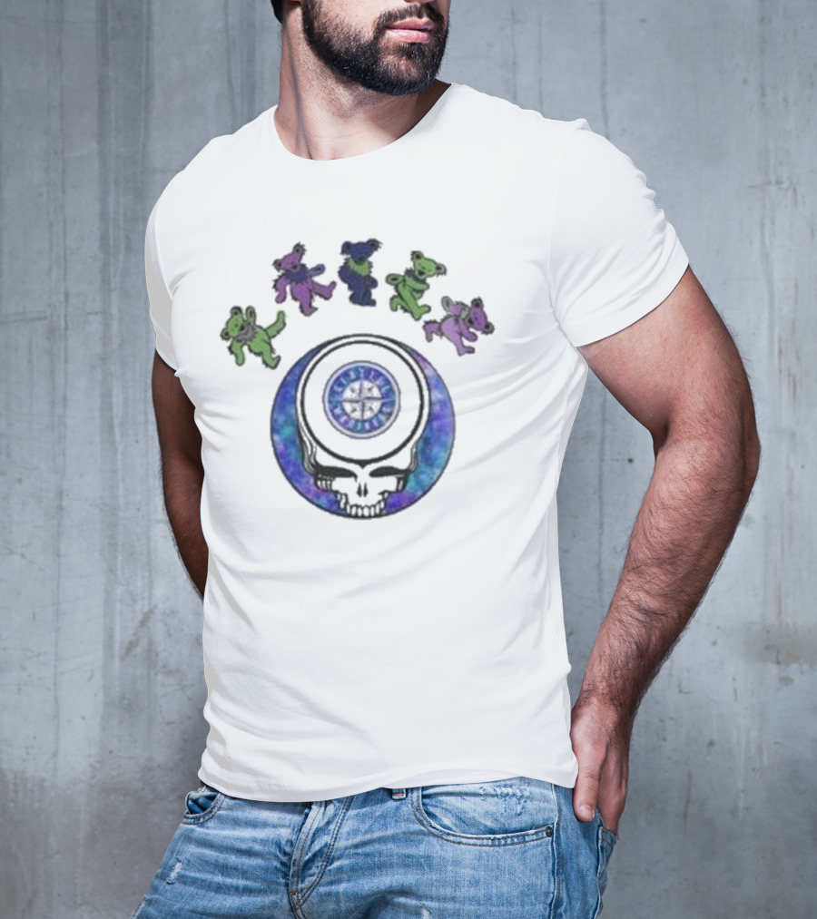 Seattle Mariners 2025 Grateful Dead Night Skull And Dancing Bears Baseball T-Shirt