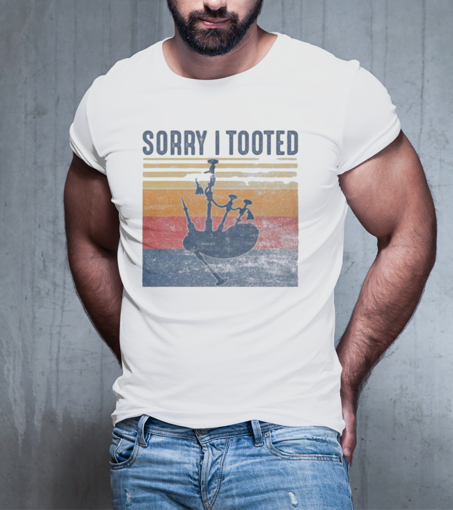 Sorry I Tooted Bagpipe Vintage Retro Stripes T-Shirt
