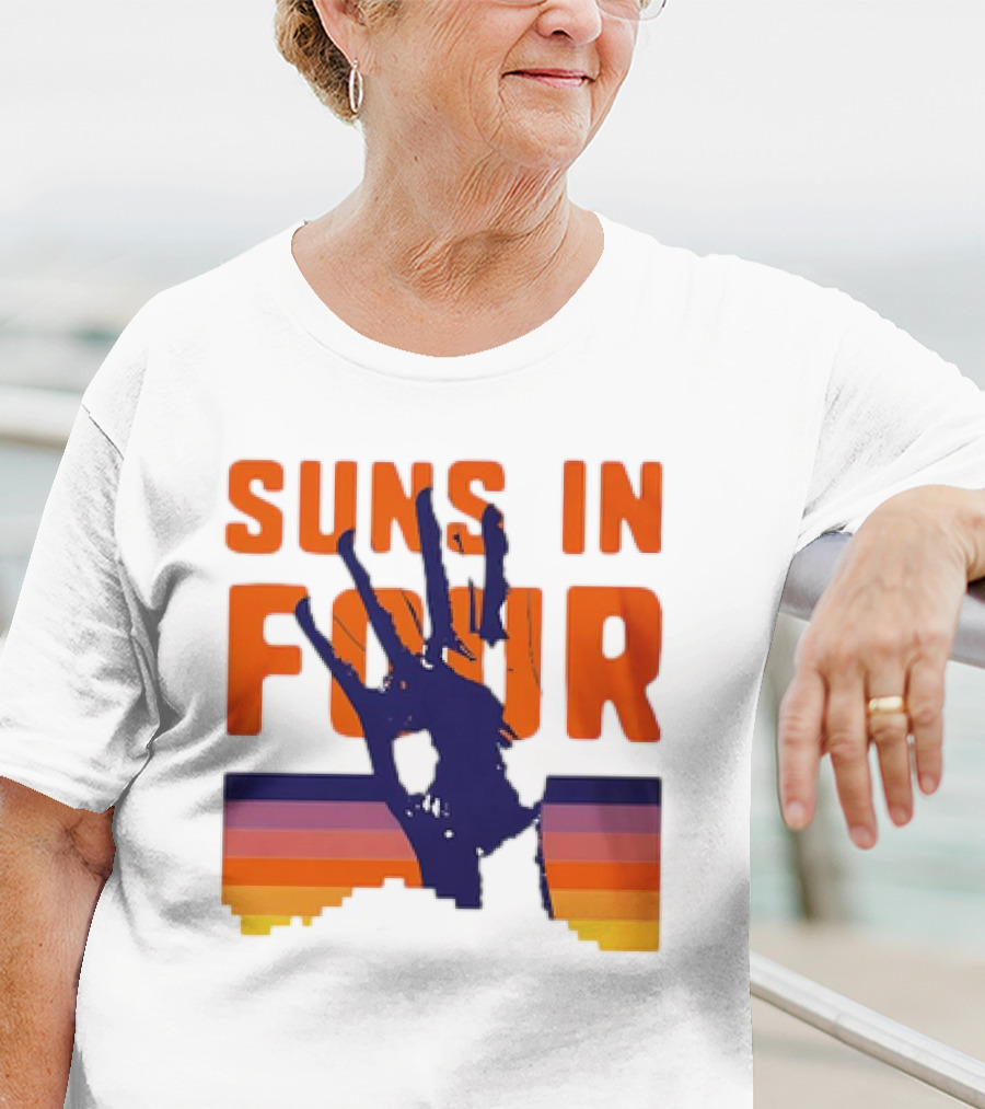 Suns In Four Handprint Orange And Purple Stripes T-Shirt