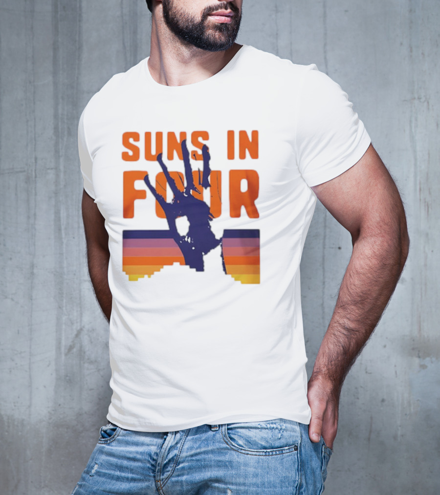 Suns In Four Handprint Orange And Purple Stripes T-Shirt