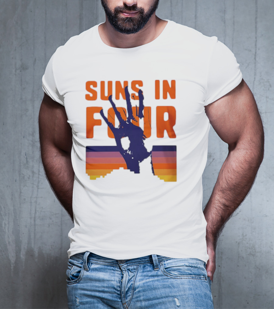 Suns In Four Handprint Orange And Purple Stripes T-Shirt