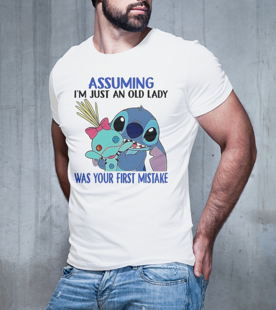 Assuming I'm Just An Old Lady Was Your First Mistake Stitch Holding Voodoo Doll T-Shirt