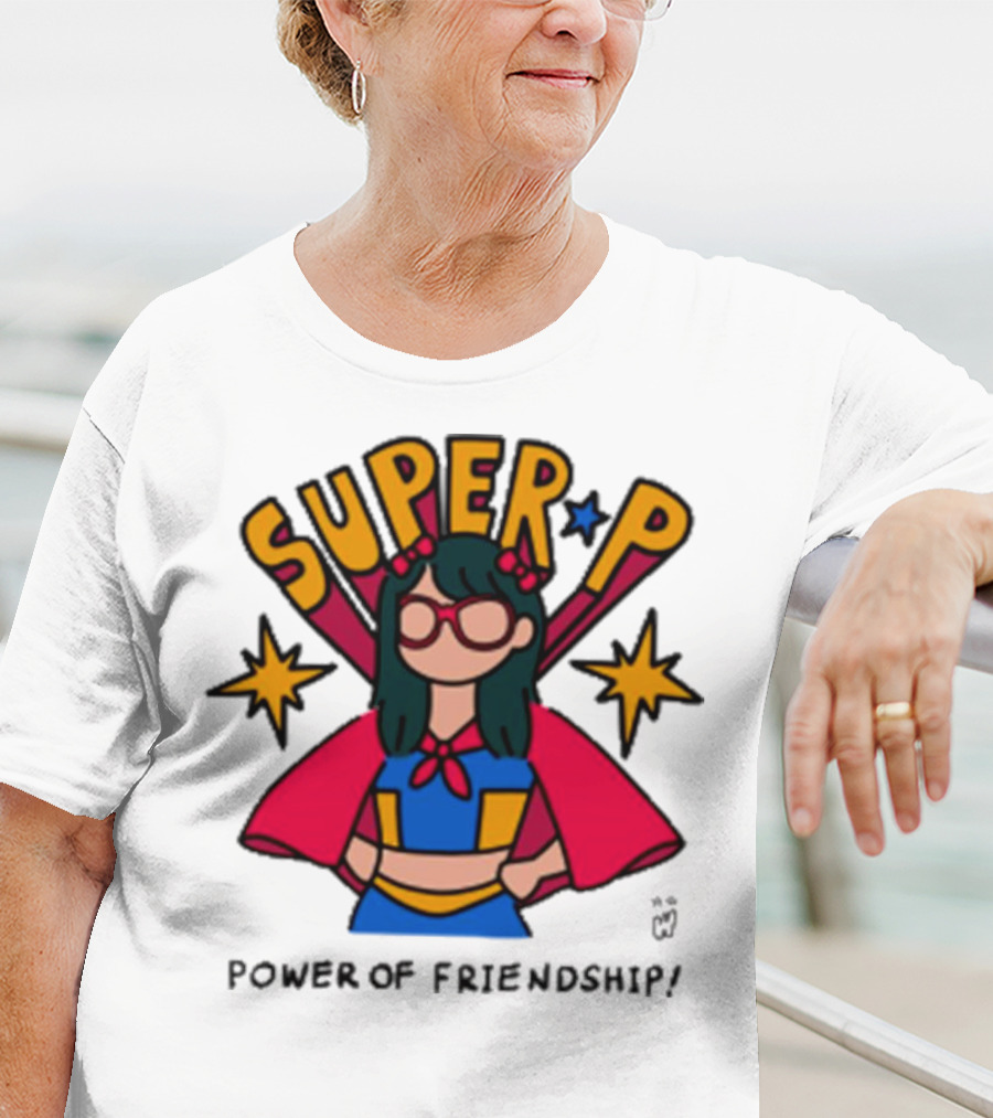 Super P Pastel Superhero Cartoon Character Friendship T-Shirt
