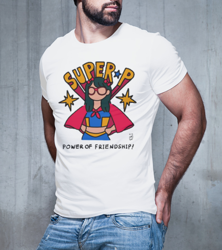 Super P Pastel Superhero Cartoon Character Friendship T-Shirt