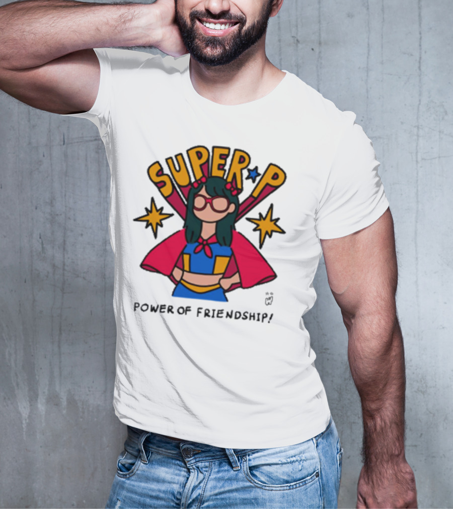 Super P Pastel Superhero Cartoon Character Friendship T-Shirt