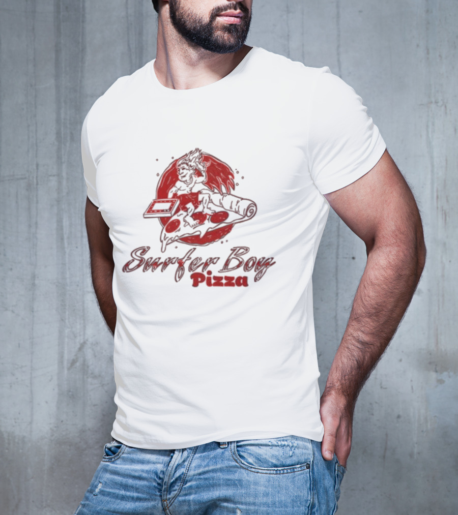Surfer Boy Pizza Wave And Slice Graphic T-Shirt