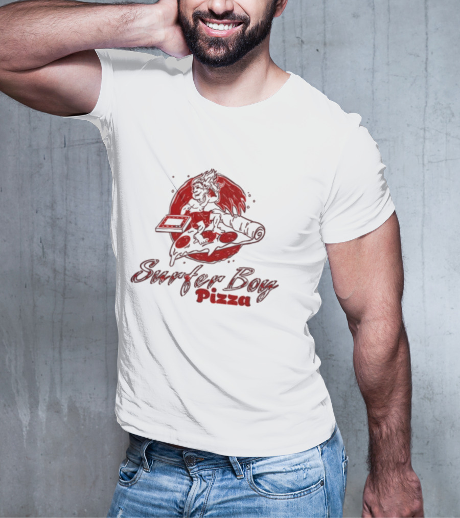 Surfer Boy Pizza Wave And Slice Graphic T-Shirt