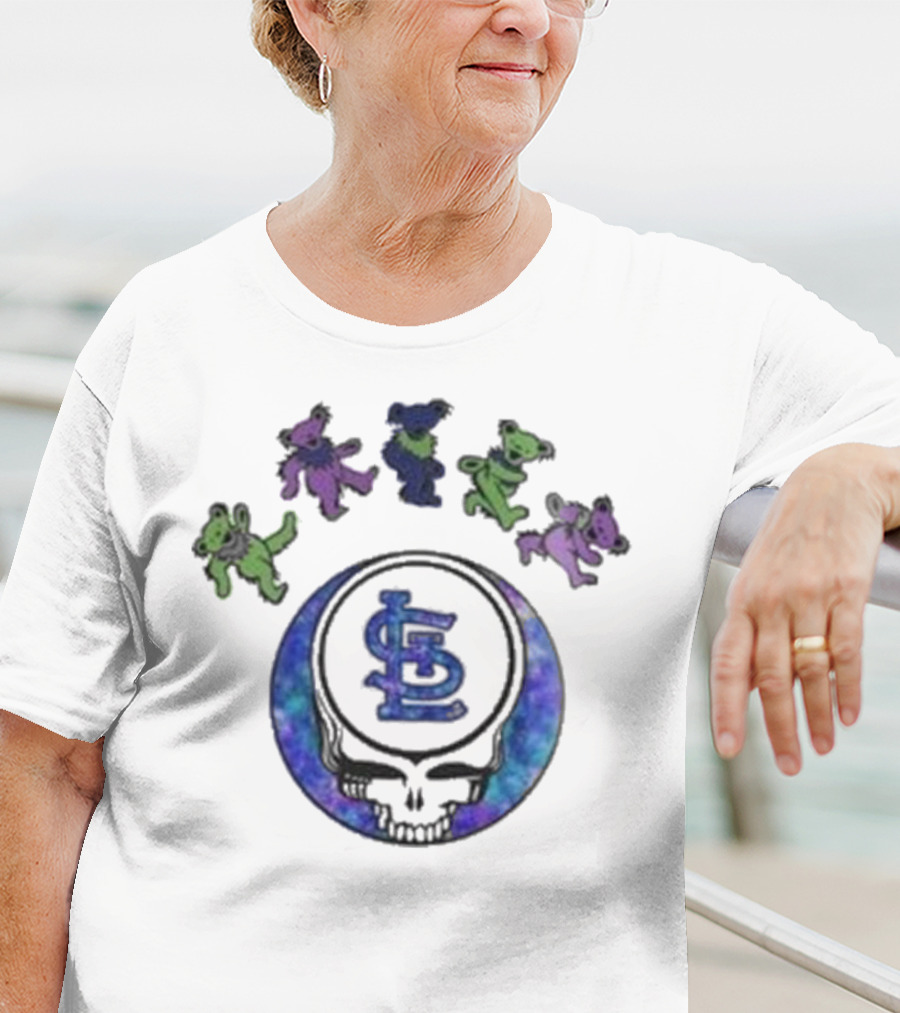 St. Louis Cardinals Grateful Dead 2025 Skull Bears Night Baseball T-Shirt