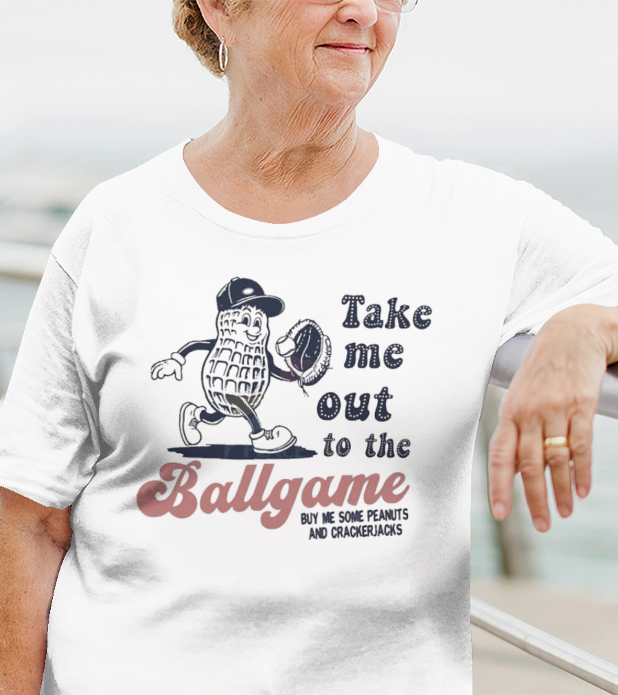 Take Me Out To The Ballgame Mr. Peanut With Baseball Glove T-Shirt